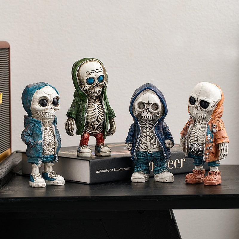 Figuras de esqueleto statue de manualidades de resina súper frescas calavera de halloween adornos horribles para decoración del escritorio de casa