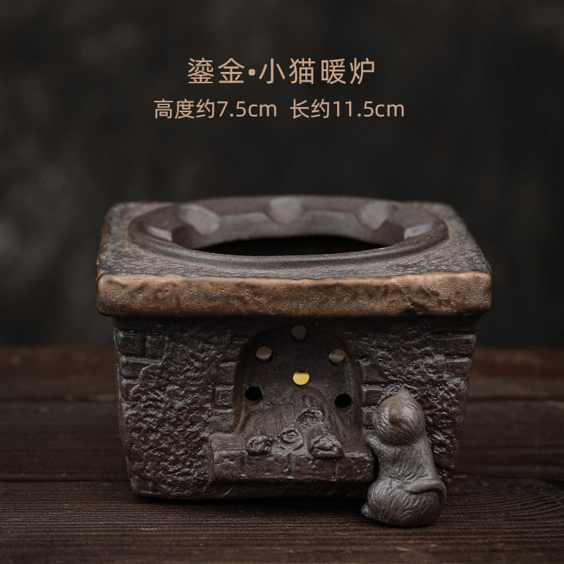 Japanilainen käsintehty kivitavarat teekannu teepotti kullattu kurpitsan nostopalkki potin kynttilä lämmin teekannu asetettu infuser -teekaittiö ruokailutila