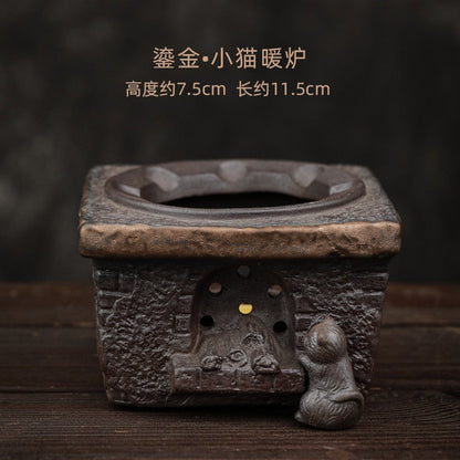 日本の手作りの石器ティーポットティーポットティーポットギルトカボチャリフティングビームポットキャンドル温かいティーポットセット注入器ティーウェアキッチンダイニング