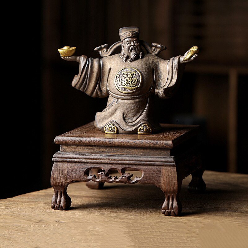 Cerámica de la estatua del personaje de Dios de la fortuna, la oficina del porche de la sala de estar de estilo chino.