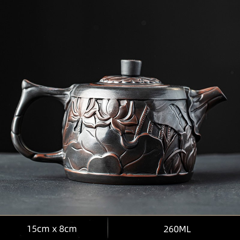 Retro High-end Pottery Teapot Teapot Seramik Rumah Tangga Ungu Tanah Tanah Tunggal Kung Fu Teh Set Jump Knife Teh Teapot Buatan