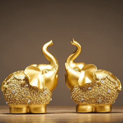 Modern Golden Home Oranemnts Resin Charms Animal Figurine Decoration Accessories Elephant Statue Living Room Office Desk Decor