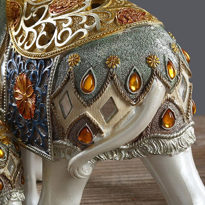 Estatua de elefante afortunado Figuras de elefantes Oficina de resina miniaturas doradas feng shui adorno de elefante decoración del hogar