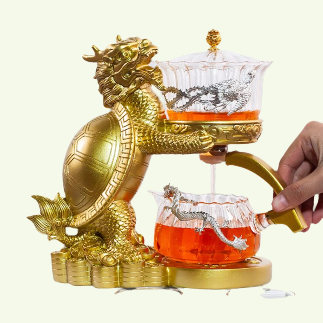 إبريق شاي على شكل ديناصور التنين مع مصفاة شاي بأوراق شجر مغناطيسية