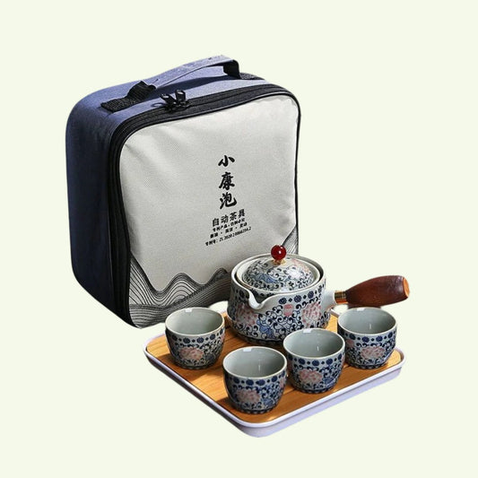 Conjunto de chá de viagem portátil em cerâmica chinesa 360