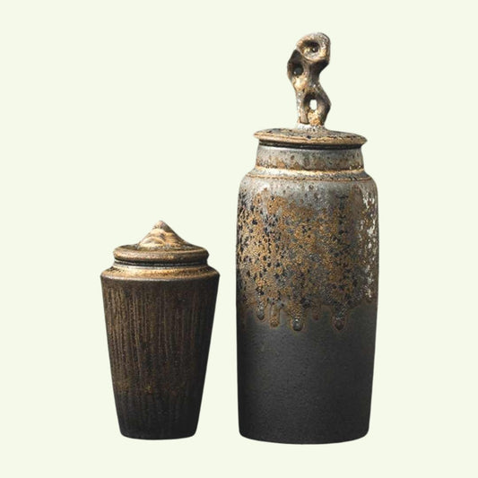 Handgefertigte Kanyama-Teedose aus Steinzeug im chinesischen Stil