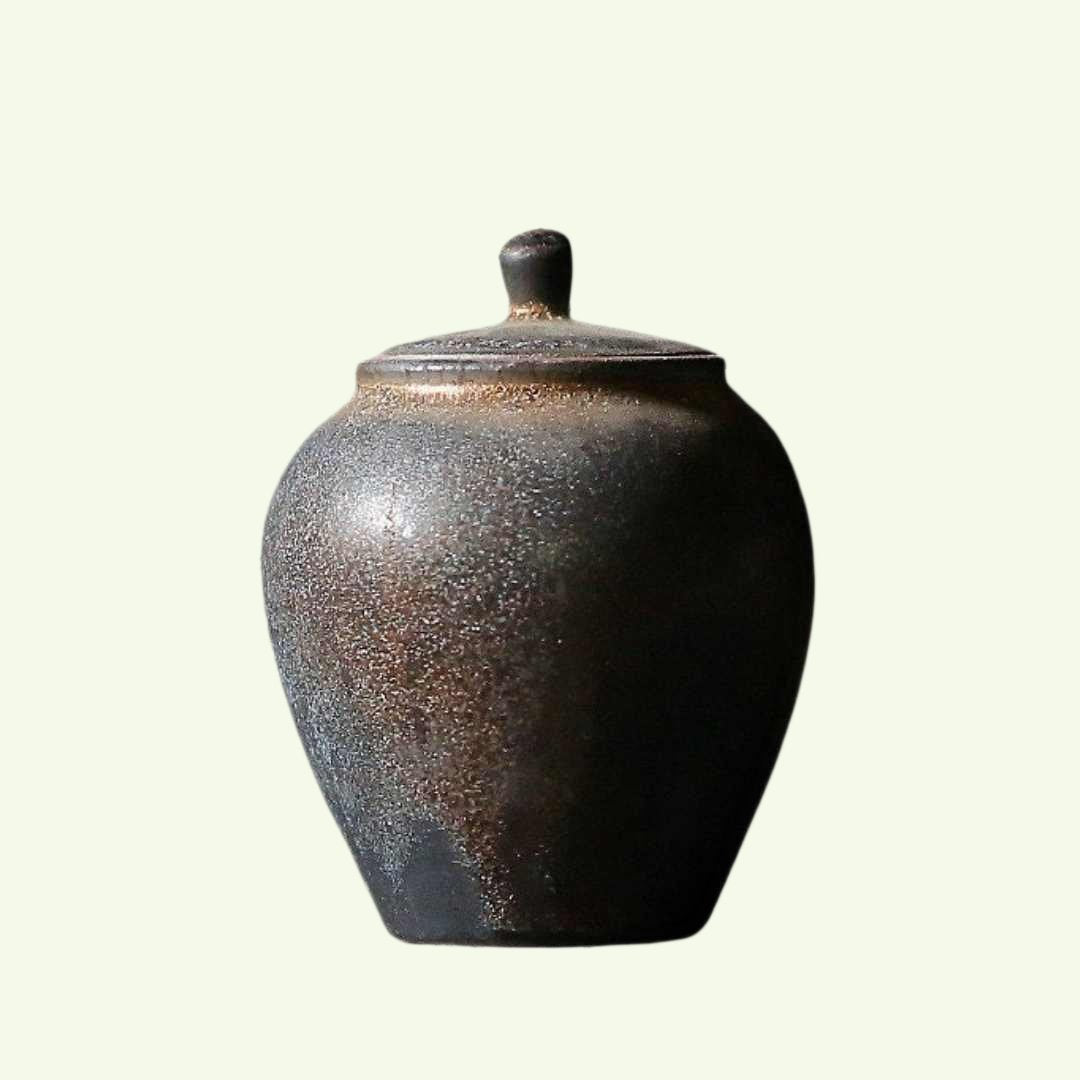 Teh tabung gilt keramik caddy caddy kecil teh stoneware & wadah kopi toples