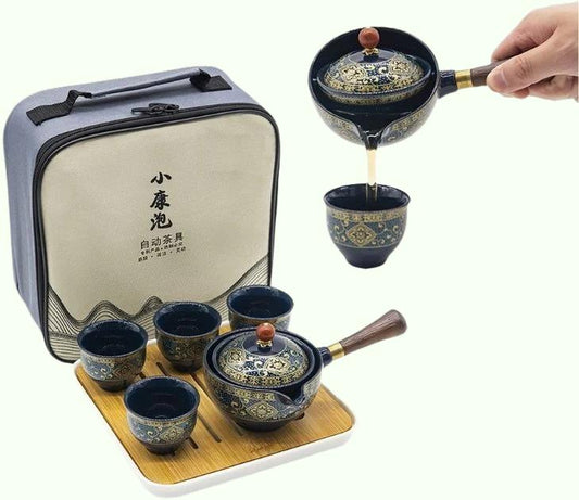 إبريق شاي سيراميك ياباني مطلي يدويًا
