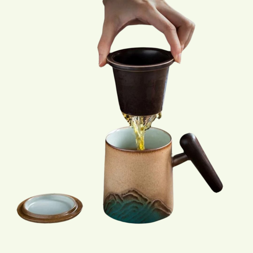 Ceramic Tea Mug With Lid and infuser - acacuss