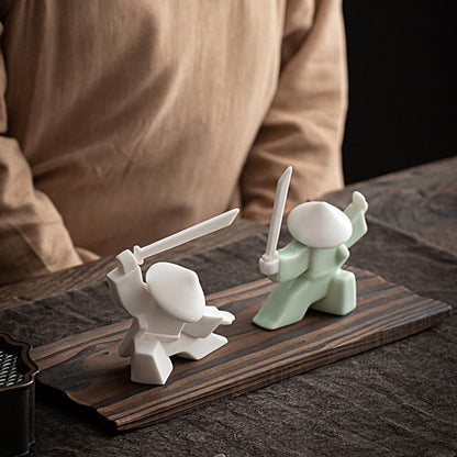 Kreativ keramik Samurai Knight Desktop Ornaments Hushållens rökelse Stickhållare Burner Tray
