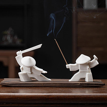 Kreativ keramisk samurai ridder desktop ornamenter husholdning røgelse stick holder brænderbakke
