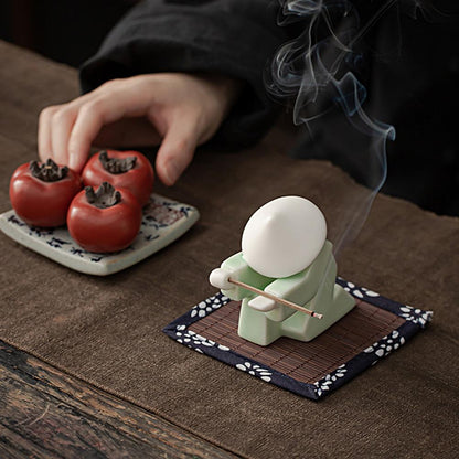 Kreativní keramická samurai rytířská desktopová ozdoba pro domácnost kadidlo držák hořáku hořáku