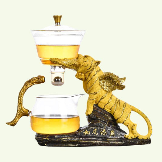 Set da tè cinese di tigre con infusore da tè a foglie sciolte