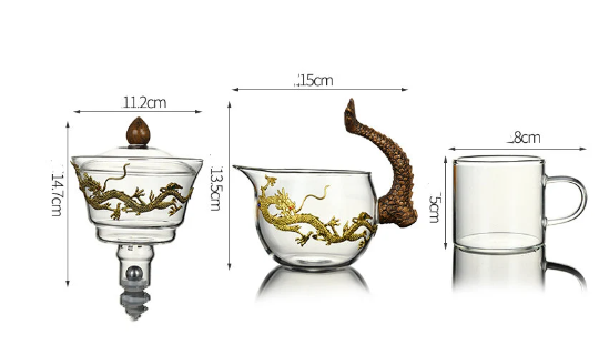 Orientalisches Drachen-Teekannen-Set | Magnetischer Teebereiter