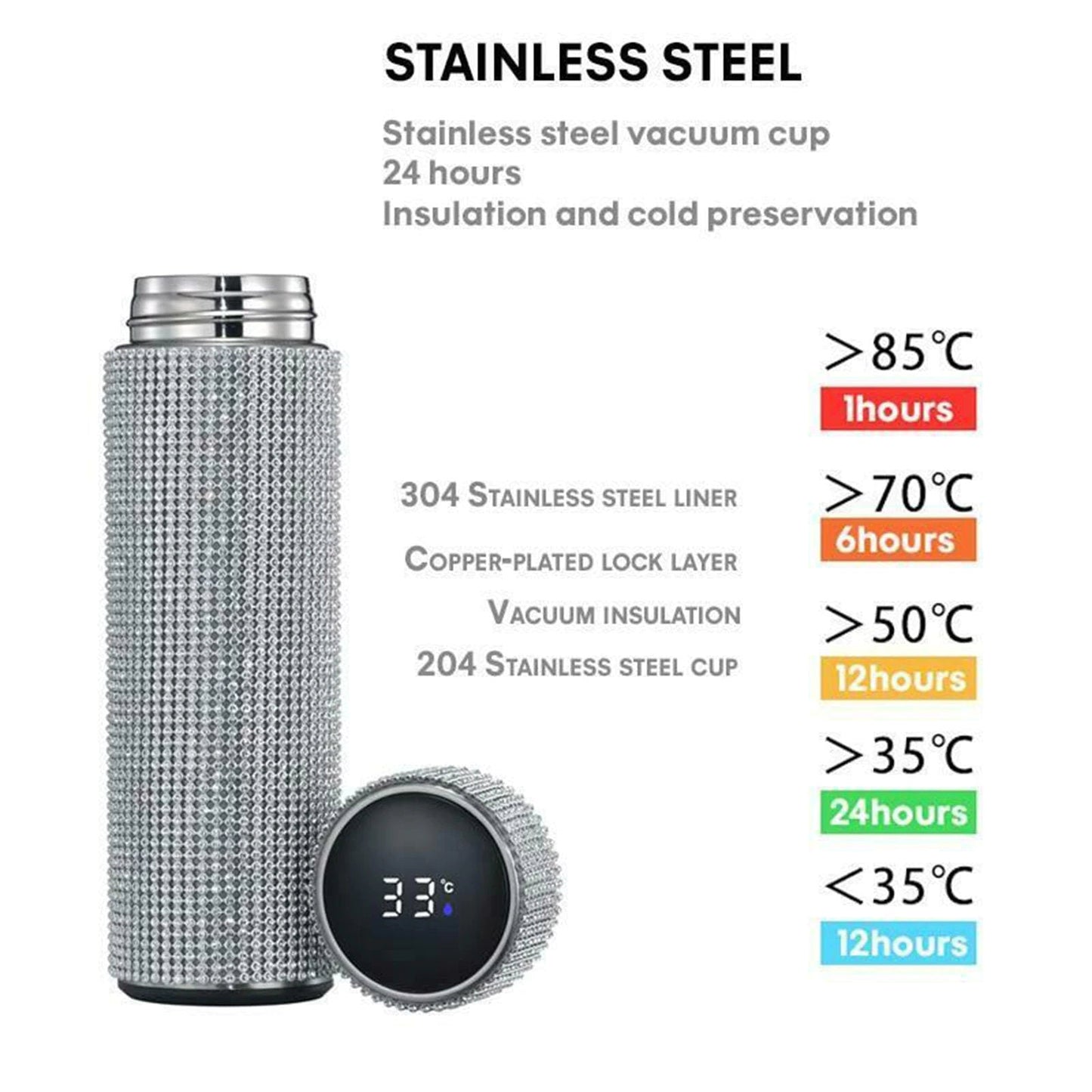 Smart bottle thermos I Smart Temperature Display Zirconia Vacuum Flask 500 ML - ACACUSS