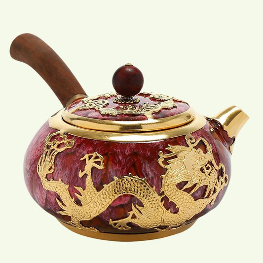 ACACUSS Gold Inlaid  Unique Porcelain Teapot Side Handle Pot I Jianzhan Teapot inlaid gold portable travel tea set I Kyusu Side teapot - ACACUSS