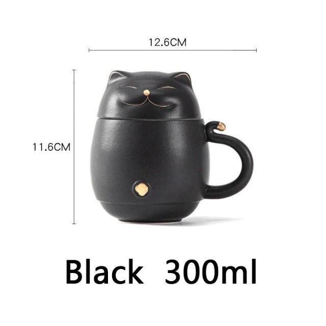 Roztomilá kočičí čajová hrnek keramika s infuzí