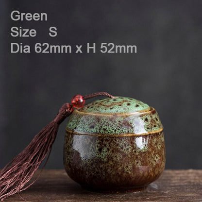 Ręcznie malowany zbiornik do przechowywania herbaty | Pamięci Contener Pet Ashes trumna | Japoński ceramiczny pojemnik na herbatę Kanister | Herbaciana Ceremonia