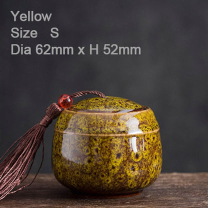 Handbemalter Tee-Aufbewahrungsbehälter aus Keramik | Gedenkbehälter für Haustierasche | Japanische Keramik-Teebehälter-Dosenkanister | Tee-Zeremonie
