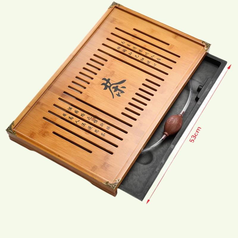 Чайный лоток тяжелый натуральный бамбук | Традиционный бамбуковый деревянный чайный поднос