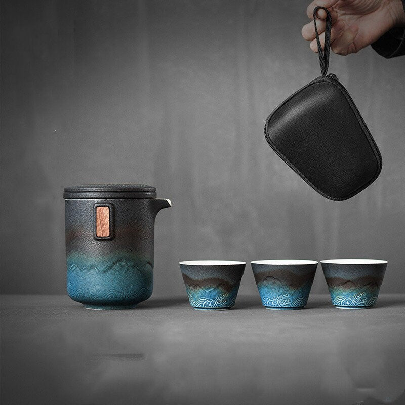 Caneca de chá de cerâmica japonesa com infusor
