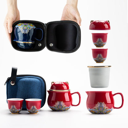 Forbidden City Cat Cup med lokk keramikk