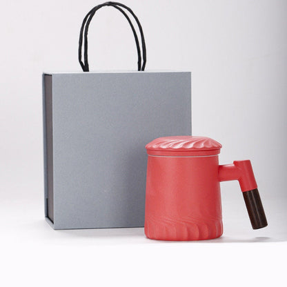 Ceramic Tea Mug Water Separation Filter Cup With Lid