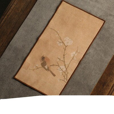 Setatura da tè in pelle scamosciata fatta a mano tavolo zen e tessuto in stoffa di lino in cotone asciugamano assorbente ceremonia