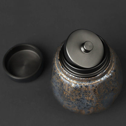 Teh Vintage Teh dan Kopi Tin Container Stoneware Stoneware Sealed Teh Penyimpanan Teh Kiln Turn