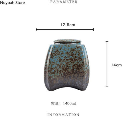 Mavi Stoneware Çay Caddy Mühürlü Kutular Büyük Kutular