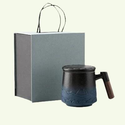 Śliczny ceramiczny kubek herbaty z infuzorem i pokrywką kubek do kawy z sitkiem i drewnianym uchwytem 430 ml ceramicznej separacji herbaty z pokrywką