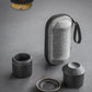 ACACUSS Portable Travel Tea Set | Black Stoneware 1 Tea Pot 2 Tea Cups | Office Drinkware | Handmade Tea Ceremony Accessories | quick guest - ACACUSS