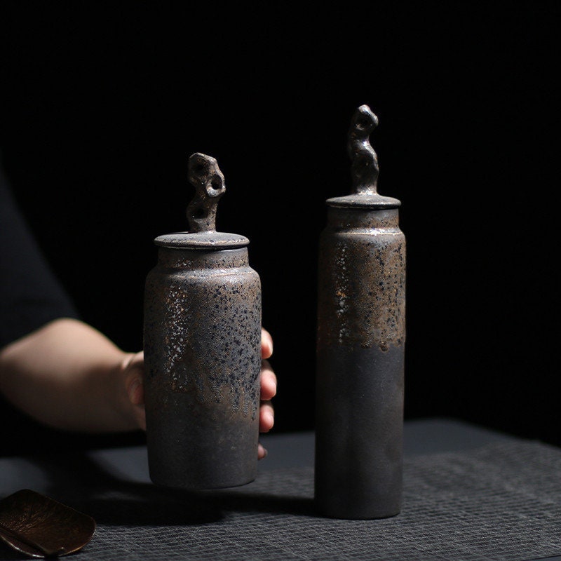 Ceramic Tea Caddy Retro Chinese Sealed Decoration Moisture-proof - acacuss
