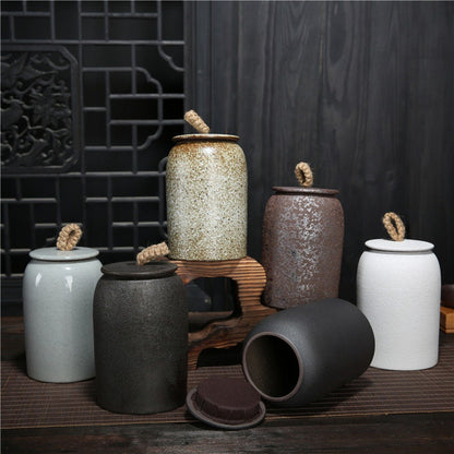 Kitchen Vintage Storage cookie & Sugar jar | Ceramic Airtight pot Gong Fu