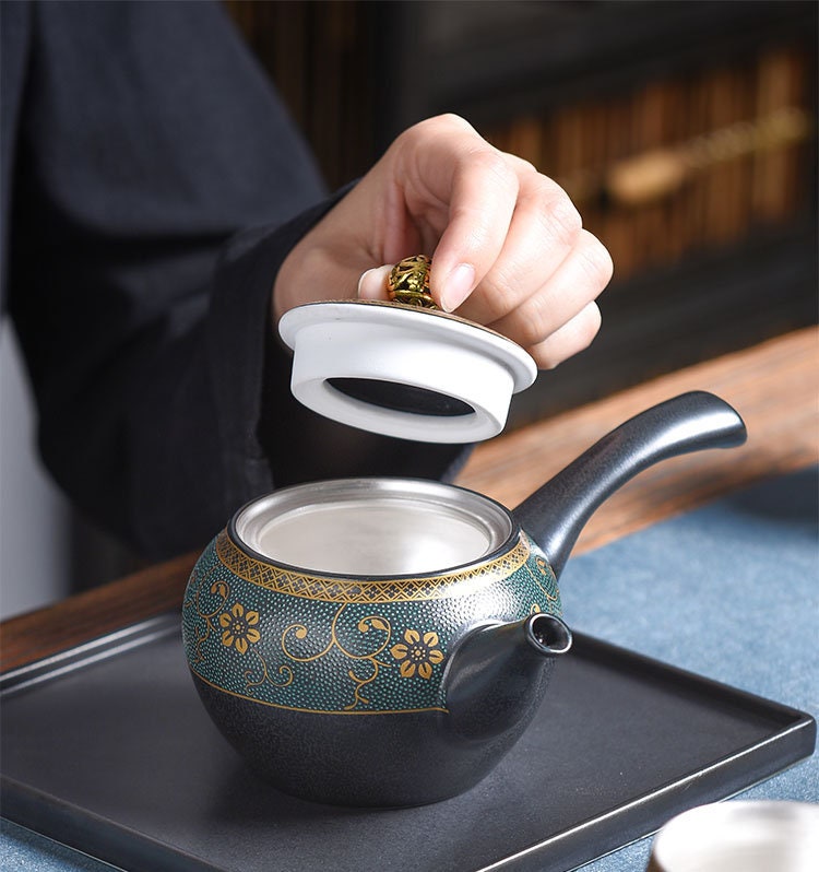 Kyusu Kyusu Unik Teapot Sterling Silver S999 Dinding Interior I Jepang Teko dengan Infuser