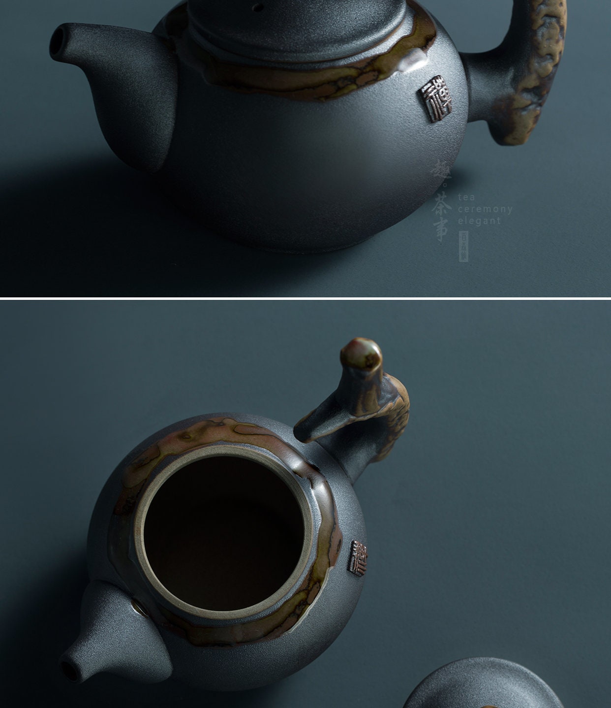 קומקום תה -קרמי גדם בעבודת יד סיר תה סיני 240 מ"ל - קומקומי קרמיקה קומקום תה סיר תה סיני מסורתי