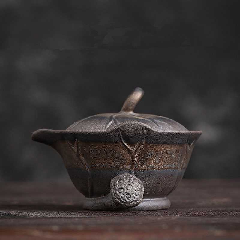 Jingdezhen Wood-fired Gaiwan Kung fu Iron-glazed Tea Bowl - acacuss