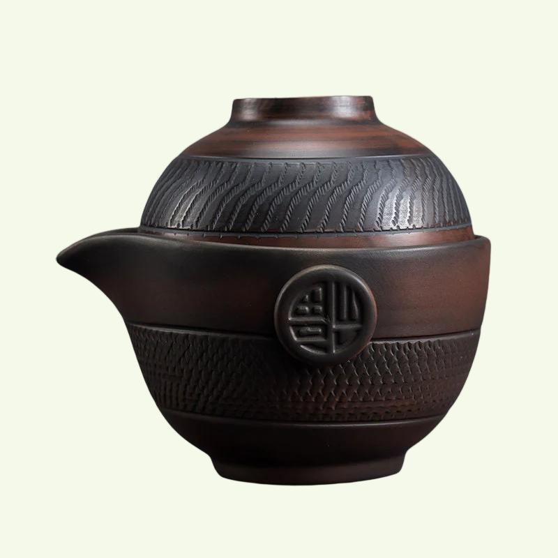 Teaware Unik Pottery Pottery Gaya Perjalanan Teh Perjalanan Seramik Mudah Alih 2 Cawan Teh dan Teh Teapot