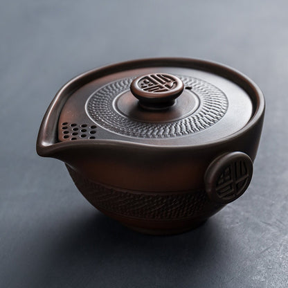 Eşsiz Teware Mor Pottery Moda Seramik Seyahat Çay Seti Taşınabilir 2 Çay Bardağı ve Çaydanlık