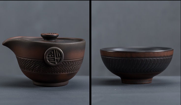 Unik teware lilla keramikk fasjonabel keramisk reisesett bærbar 2 te kopper og tekanne
