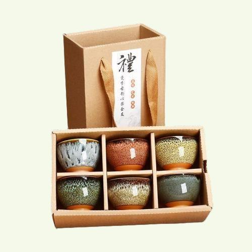 Číňané 6 ks/set keramický čaj Cup led prasklý glazura glazura kung fu čaj sada malý porcelánový čajový mísa Zlíhovací doplňky čajové doplňky nápoje
