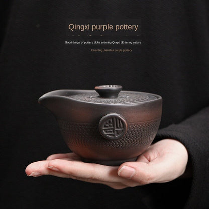 إبريق شاي أرجواني مصنوع يدويًا سعة 150 مل، وعاء فردي مصنوع يدويًا مصنوع يدويًا