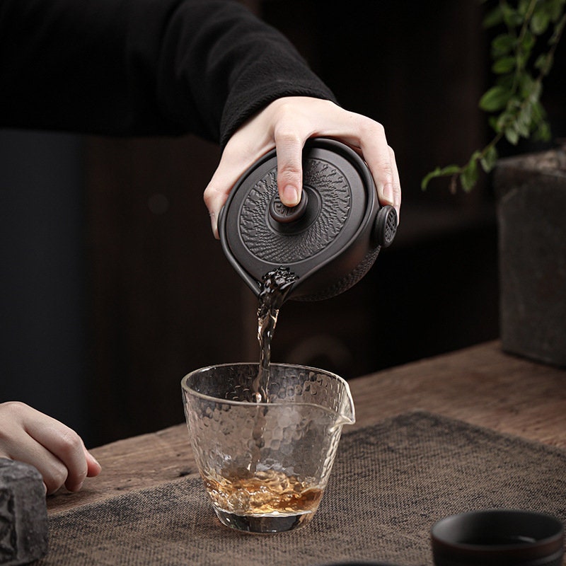 إبريق شاي أرجواني مصنوع يدويًا سعة 150 مل، وعاء فردي مصنوع يدويًا مصنوع يدويًا