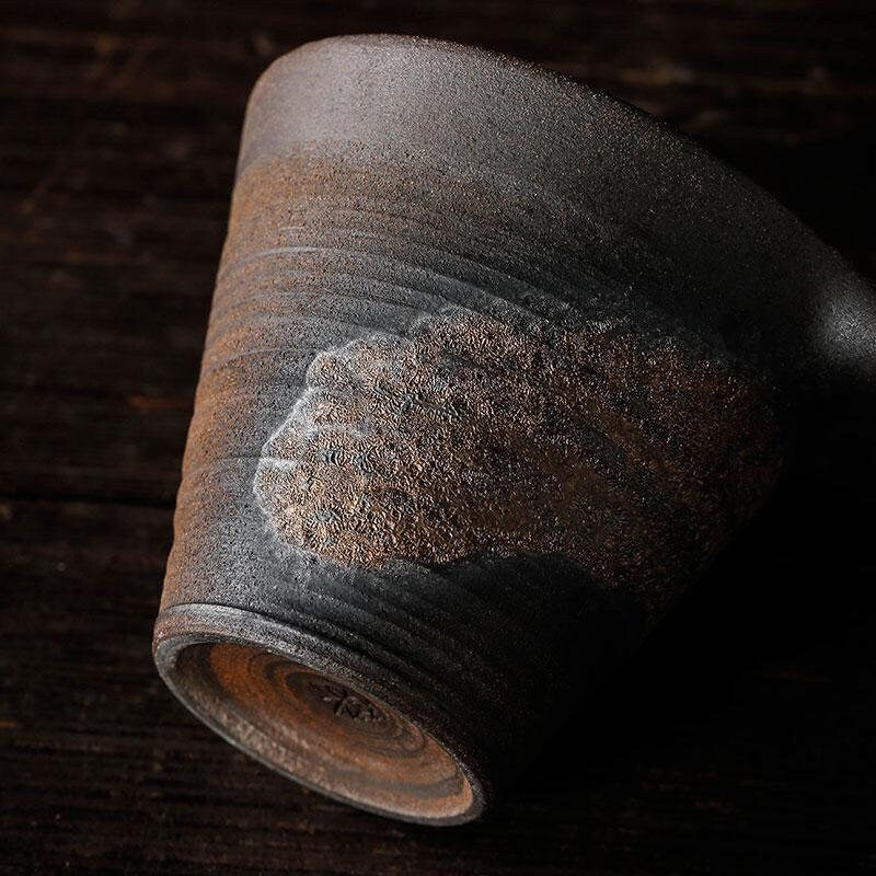 Stengods gaiwan handgjord keramik unik hattpott järnglasyr tekanna 140 ml kapacitet