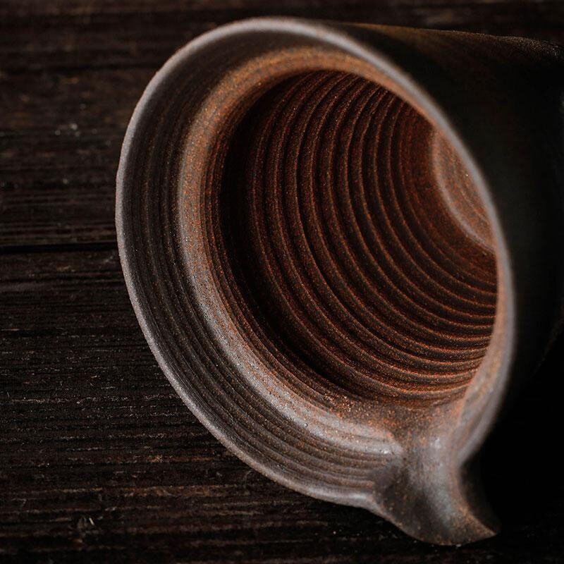 Stengods gaiwan handgjord keramik unik hattpott järnglasyr tekanna 140 ml kapacitet