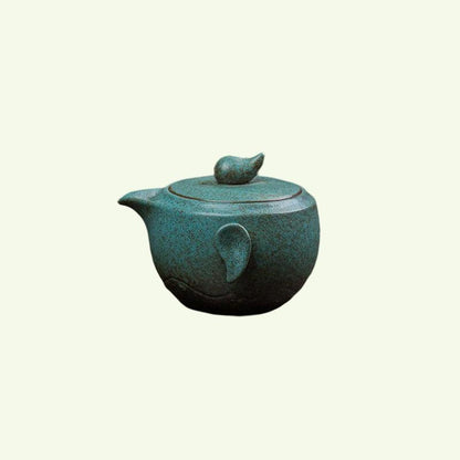 طقم شاي كونغ فو ذو قبضة جانبية من الخزف الحجري - إبريق شاي صيني عتيق
