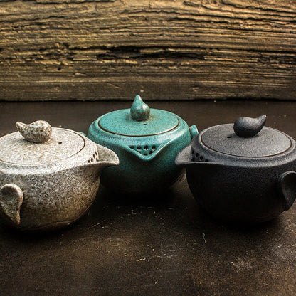 Kamenný boční přilnavost Pot Pot Kung Fu Tea Set - Čínská starožitnost