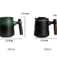 ACACUSS coffee mug Japanese Ceramic Tea Cup with Infuser Tea Cup With Lid Tea Separation Filter Water Ceramic Mountain Pottery Tea mug 450ml - ACACUSS