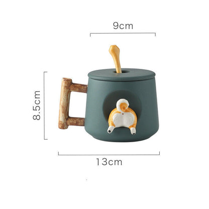Caneca de café grande ótima para amante de café Gift Shiba Inu Caneca Cerâmica com tampa e colher - Caneca de café para cachorro personalizada