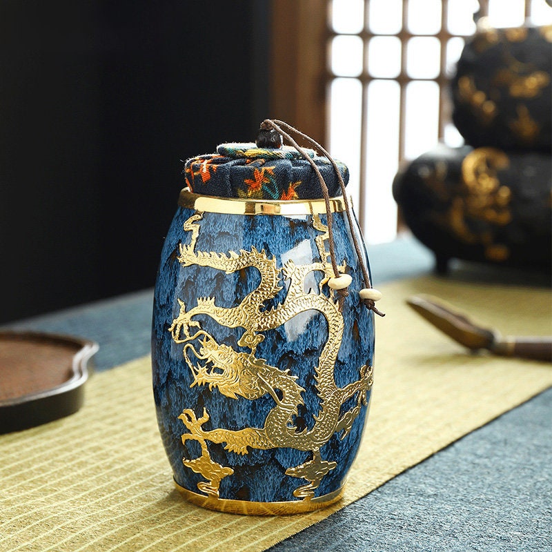 Jianzhan guld indlagt te caddy forseglet opbevaring kaffe dåse - kung fu te sæt køkken tank opbevaring tank te sæt tilbehør